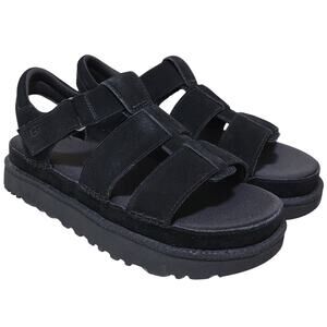 UGG Women Goldenstar Strap Fisherman Platform Sandals Size US 11 Black Suede